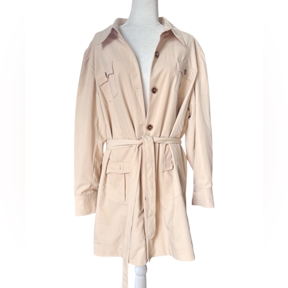 Mary McFadden Women's Tan Belted Midi Trench Jacket 20W